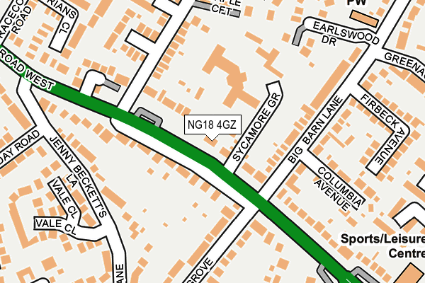 NG18 4GZ map - OS OpenMap – Local (Ordnance Survey) NG18 4GZ map - OS OpenMap – Local (Ordnance Survey)