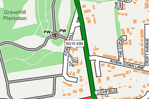 NG18 4SN map - OS OpenMap – Local (Ordnance Survey) NG18 4SN map - OS OpenMap – Local (Ordnance Survey)