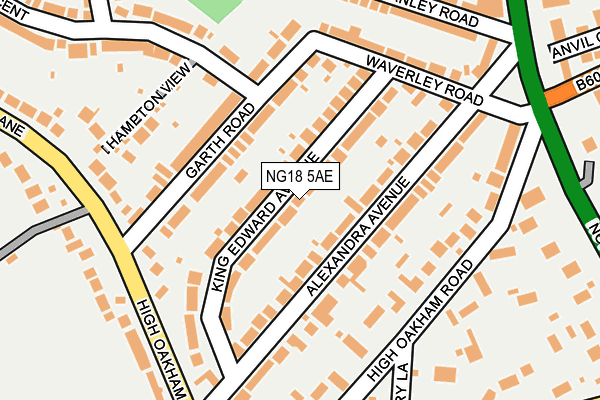 NG18 5AE map - OS OpenMap – Local (Ordnance Survey) NG18 5AE map - OS OpenMap – Local (Ordnance Survey)