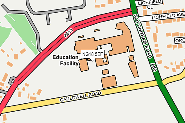 NG18 5EF map - OS OpenMap – Local (Ordnance Survey) NG18 5EF map - OS OpenMap – Local (Ordnance Survey)