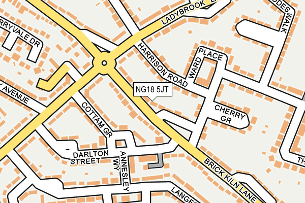NG18 5JT map - OS OpenMap – Local (Ordnance Survey) NG18 5JT map - OS OpenMap – Local (Ordnance Survey)