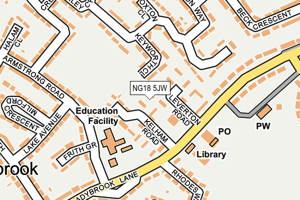 NG18 5JW map - OS OpenMap – Local (Ordnance Survey) NG18 5JW map - OS OpenMap – Local (Ordnance Survey)