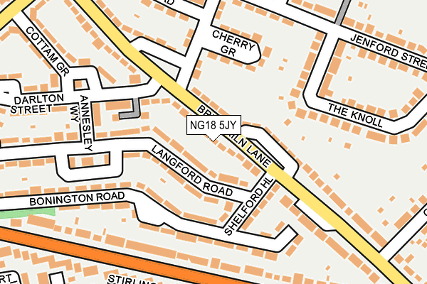 NG18 5JY map - OS OpenMap – Local (Ordnance Survey) NG18 5JY map - OS OpenMap – Local (Ordnance Survey)
