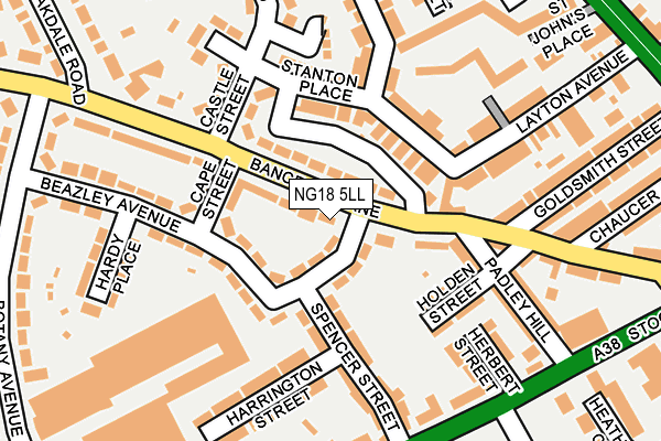 NG18 5LL map - OS OpenMap – Local (Ordnance Survey) NG18 5LL map - OS OpenMap – Local (Ordnance Survey)