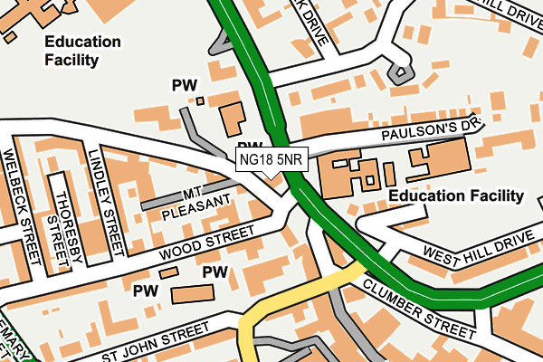 NG18 5NR map - OS OpenMap – Local (Ordnance Survey)