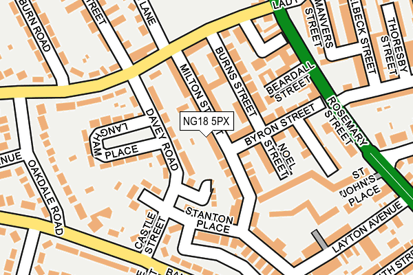 NG18 5PX map - OS OpenMap – Local (Ordnance Survey) NG18 5PX map - OS OpenMap – Local (Ordnance Survey)