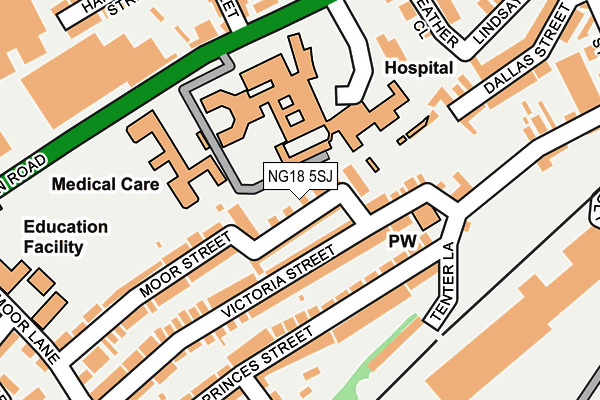 NG18 5SJ map - OS OpenMap – Local (Ordnance Survey) NG18 5SJ map - OS OpenMap – Local (Ordnance Survey)