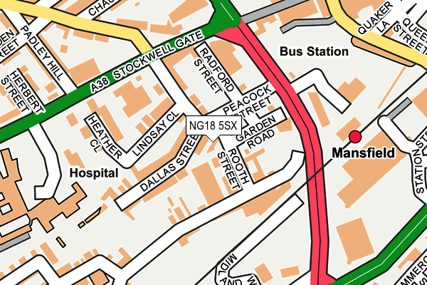 NG18 5SX map - OS OpenMap – Local (Ordnance Survey) NG18 5SX map - OS OpenMap – Local (Ordnance Survey)