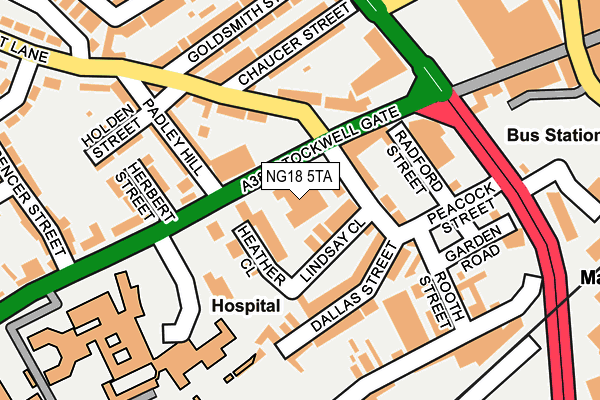 NG18 5TA map - OS OpenMap – Local (Ordnance Survey) NG18 5TA map - OS OpenMap – Local (Ordnance Survey)