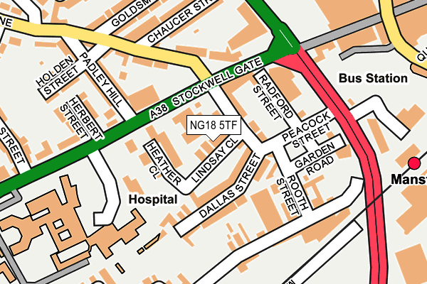 NG18 5TF map - OS OpenMap – Local (Ordnance Survey) NG18 5TF map - OS OpenMap – Local (Ordnance Survey)