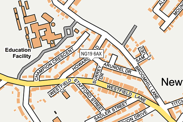 NG19 6AX map - OS OpenMap – Local (Ordnance Survey) NG19 6AX map - OS OpenMap – Local (Ordnance Survey)