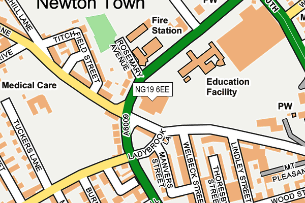 NG19 6EE map - OS OpenMap – Local (Ordnance Survey) NG19 6EE map - OS OpenMap – Local (Ordnance Survey)