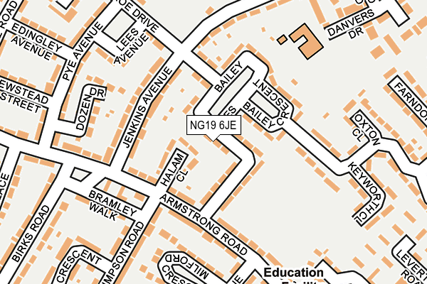 NG19 6JE map - OS OpenMap – Local (Ordnance Survey)