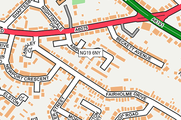 NG19 6NY map - OS OpenMap – Local (Ordnance Survey) NG19 6NY map - OS OpenMap – Local (Ordnance Survey)