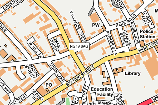 NG19 8AG map - OS OpenMap – Local (Ordnance Survey) NG19 8AG map - OS OpenMap – Local (Ordnance Survey)