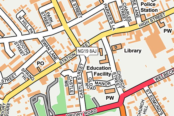 NG19 8AJ map - OS OpenMap – Local (Ordnance Survey) NG19 8AJ map - OS OpenMap – Local (Ordnance Survey)