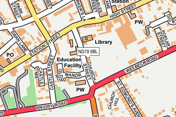 NG19 8BL map - OS OpenMap – Local (Ordnance Survey) NG19 8BL map - OS OpenMap – Local (Ordnance Survey)
