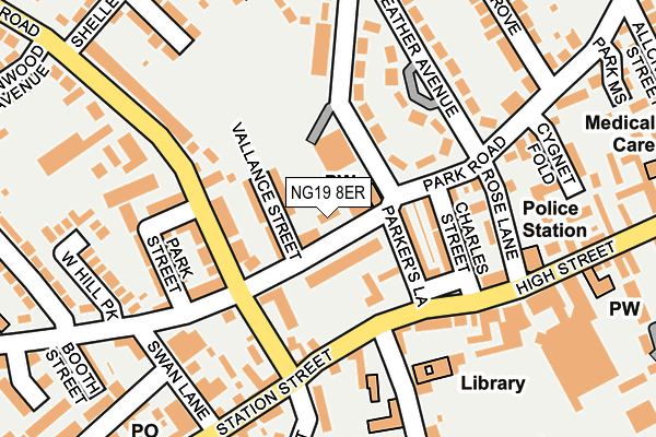NG19 8ER map - OS OpenMap – Local (Ordnance Survey) NG19 8ER map - OS OpenMap – Local (Ordnance Survey)