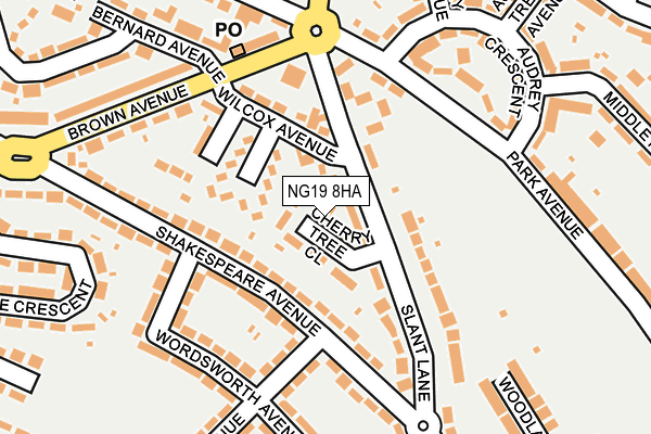NG19 8HA map - OS OpenMap – Local (Ordnance Survey) NG19 8HA map - OS OpenMap – Local (Ordnance Survey)