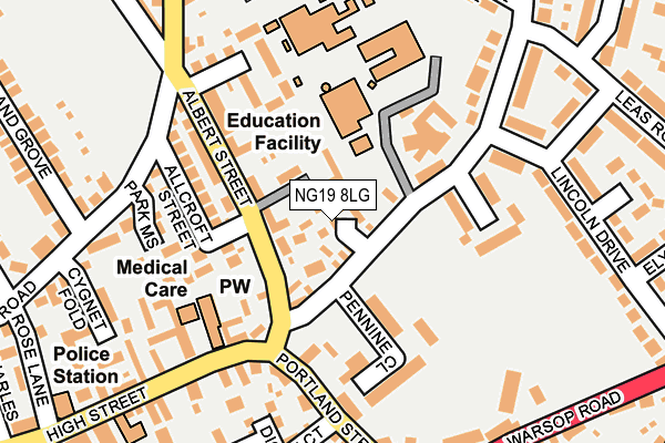 NG19 8LG map - OS OpenMap – Local (Ordnance Survey) NG19 8LG map - OS OpenMap – Local (Ordnance Survey)