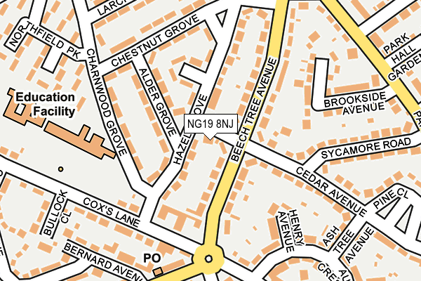 NG19 8NJ map - OS OpenMap – Local (Ordnance Survey) NG19 8NJ map - OS OpenMap – Local (Ordnance Survey)