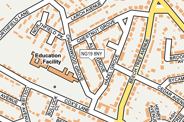NG19 8NY map - OS OpenMap – Local (Ordnance Survey) NG19 8NY map - OS OpenMap – Local (Ordnance Survey)