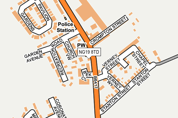 NG19 8TD map - OS OpenMap – Local (Ordnance Survey) NG19 8TD map - OS OpenMap – Local (Ordnance Survey)