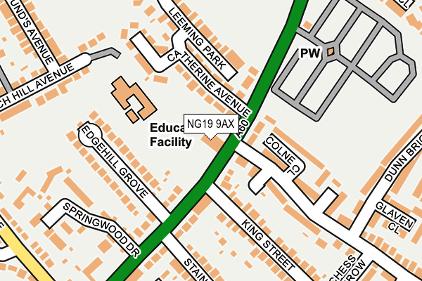 NG19 9AX map - OS OpenMap – Local (Ordnance Survey) NG19 9AX map - OS OpenMap – Local (Ordnance Survey)