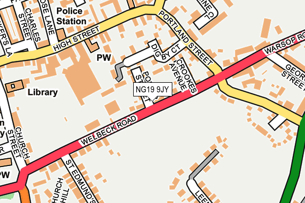 NG19 9JY map - OS OpenMap – Local (Ordnance Survey) NG19 9JY map - OS OpenMap – Local (Ordnance Survey)
