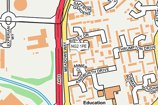 NG2 1PE map - OS OpenMap – Local (Ordnance Survey)