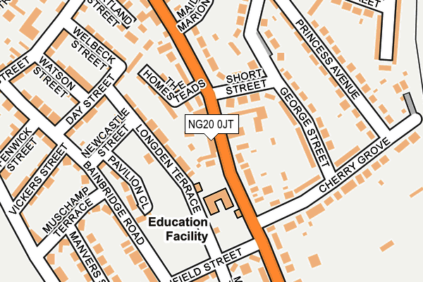 NG20 0JT map - OS OpenMap – Local (Ordnance Survey) NG20 0JT map - OS OpenMap – Local (Ordnance Survey)