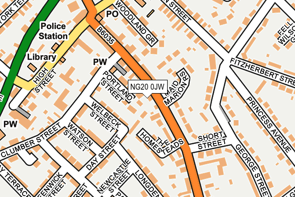NG20 0JW map - OS OpenMap – Local (Ordnance Survey) NG20 0JW map - OS OpenMap – Local (Ordnance Survey)