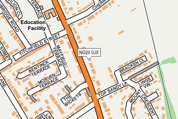 NG20 0JX map - OS OpenMap – Local (Ordnance Survey) NG20 0JX map - OS OpenMap – Local (Ordnance Survey)