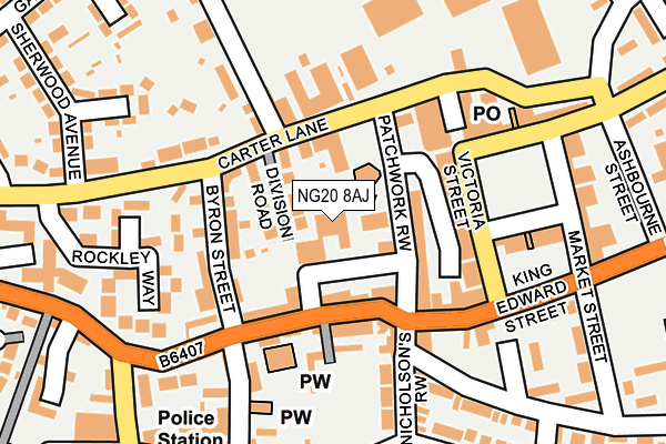 NG20 8AJ map - OS OpenMap – Local (Ordnance Survey) NG20 8AJ map - OS OpenMap – Local (Ordnance Survey)