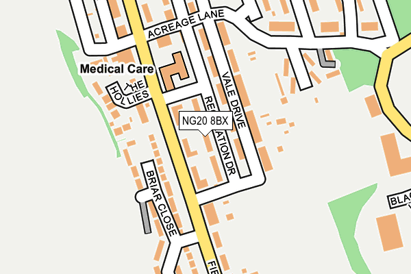 NG20 8BX map - OS OpenMap – Local (Ordnance Survey) NG20 8BX map - OS OpenMap – Local (Ordnance Survey)