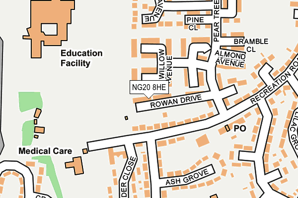 NG20 8HE map - OS OpenMap – Local (Ordnance Survey) NG20 8HE map - OS OpenMap – Local (Ordnance Survey)