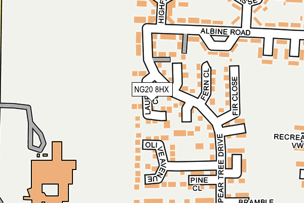 NG20 8HX map - OS OpenMap – Local (Ordnance Survey) NG20 8HX map - OS OpenMap – Local (Ordnance Survey)