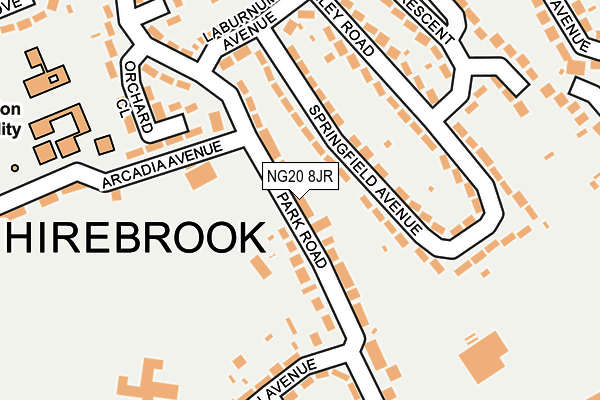 NG20 8JR map - OS OpenMap – Local (Ordnance Survey) NG20 8JR map - OS OpenMap – Local (Ordnance Survey)