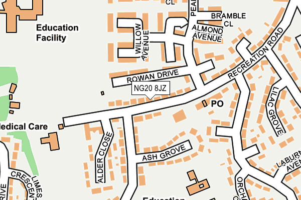 NG20 8JZ map - OS OpenMap – Local (Ordnance Survey) NG20 8JZ map - OS OpenMap – Local (Ordnance Survey)