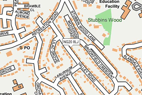 NG20 8LJ map - OS OpenMap – Local (Ordnance Survey) NG20 8LJ map - OS OpenMap – Local (Ordnance Survey)