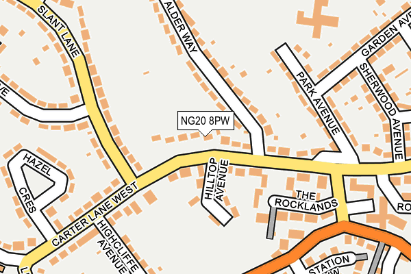 NG20 8PW map - OS OpenMap – Local (Ordnance Survey) NG20 8PW map - OS OpenMap – Local (Ordnance Survey)