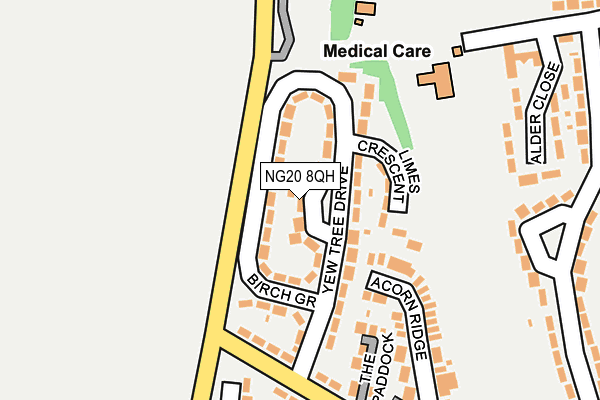 NG20 8QH map - OS OpenMap – Local (Ordnance Survey) NG20 8QH map - OS OpenMap – Local (Ordnance Survey)