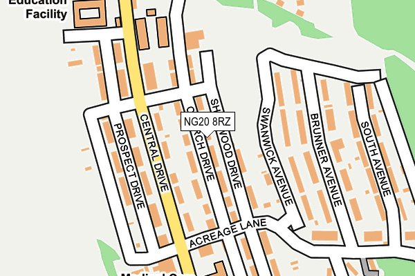 NG20 8RZ map - OS OpenMap – Local (Ordnance Survey) NG20 8RZ map - OS OpenMap – Local (Ordnance Survey)
