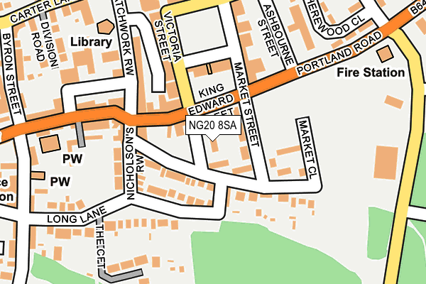 NG20 8SA map - OS OpenMap – Local (Ordnance Survey) NG20 8SA map - OS OpenMap – Local (Ordnance Survey)