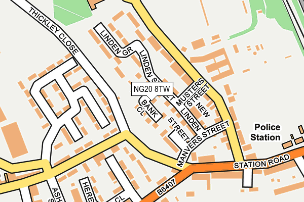 NG20 8TW map - OS OpenMap – Local (Ordnance Survey) NG20 8TW map - OS OpenMap – Local (Ordnance Survey)