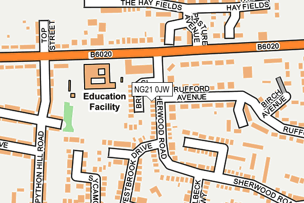 NG21 0JW map - OS OpenMap – Local (Ordnance Survey) NG21 0JW map - OS OpenMap – Local (Ordnance Survey)