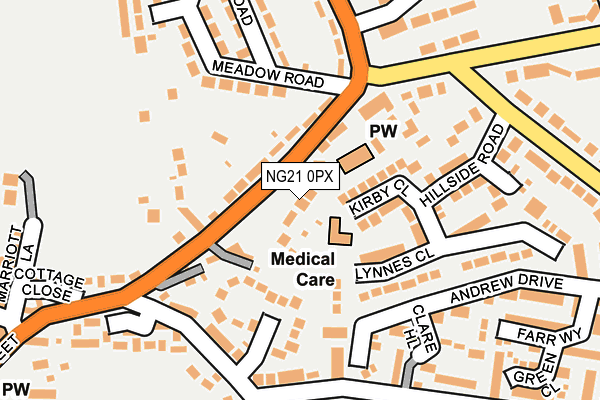 NG21 0PX map - OS OpenMap – Local (Ordnance Survey) NG21 0PX map - OS OpenMap – Local (Ordnance Survey)