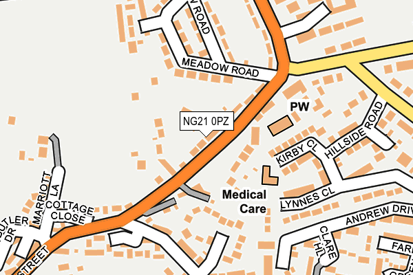 NG21 0PZ map - OS OpenMap – Local (Ordnance Survey) NG21 0PZ map - OS OpenMap – Local (Ordnance Survey)
