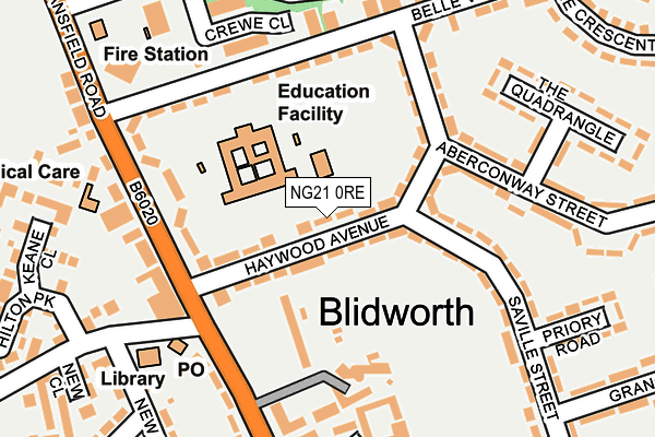 NG21 0RE map - OS OpenMap – Local (Ordnance Survey) NG21 0RE map - OS OpenMap – Local (Ordnance Survey)