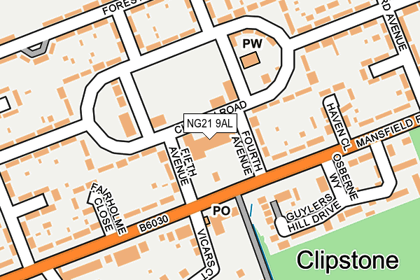 NG21 9AL map - OS OpenMap – Local (Ordnance Survey) NG21 9AL map - OS OpenMap – Local (Ordnance Survey)
